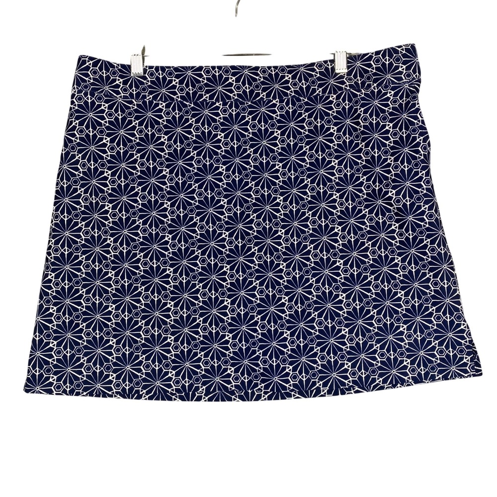 IZOD GOLF Geometric Starburst Side Zip Performance Skort Womens 12 Navy White